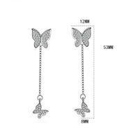 1 Pair Simple Style Shiny Butterfly Chain Inlay Copper Zircon Drop Earrings main image 2