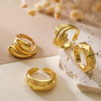 Copper 18K Gold Plated Simple Style Commute Plating Geometric Open Rings main image 1