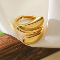 Kupfer 18 Karat Vergoldet Einfacher Stil Pendeln Überzug Geometrisch Offener Ring main image 8
