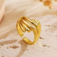 Kupfer 18 Karat Vergoldet Einfacher Stil Pendeln Überzug Geometrisch Offener Ring main image 5