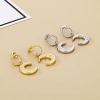 1 Pair Basic Modern Style Classic Style Moon Inlay 304 Stainless Steel Rhinestones 18K Gold Plated Drop Earrings main image 4