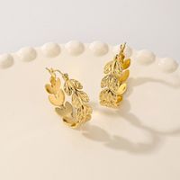 1 Pair Sweet Pastoral Simple Style Leaves 201 Stainless Steel 18K Gold Plated Earrings main image 4