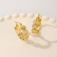 1 Pair Sweet Pastoral Simple Style Leaves 201 Stainless Steel 18K Gold Plated Earrings main image 5