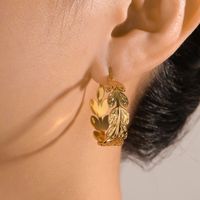 1 Pair Sweet Pastoral Simple Style Leaves 201 Stainless Steel 18K Gold Plated Earrings main image 1