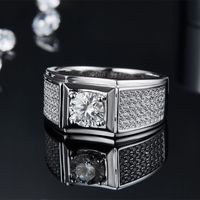 Básico Estilo Moderno Estilo Clásico Geométrico Plata Esterlina Enchapado Embutido Diamantes Cultivados En Laboratorio Moissanita Hombres Anillos main image 7