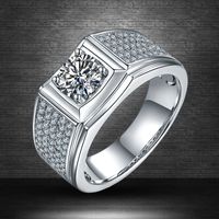 Basic Modern Style Classic Style Geometric Sterling Silver Plating Inlay Lab-grown Diamonds Moissanite Men's Rings main image 1