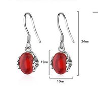 1 Pair Retro Shiny Oval Inlay Copper Agate Drop Earrings main image 2