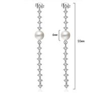 1 Pair Simple Style Shiny Geometric Inlay Copper Artificial Pearls Zircon Drop Earrings main image 2