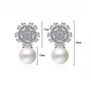 1 Pair IG Style Shiny Flower Inlay Copper Pearl Zircon White Gold Plated Drop Earrings main image 2