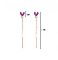 1 Pair Simple Style Shiny Heart Shape Chain Inlay Copper Zircon Drop Earrings Ear Studs main image 2