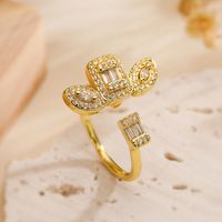 Copper 18K Gold Plated IG Style Retro Exaggerated Plating Inlay Geometric Zircon Open Rings main image 5
