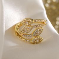 Copper 18K Gold Plated IG Style Retro Exaggerated Plating Inlay Geometric Zircon Open Rings main image 8