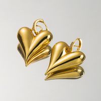 1 Pair Simple Style Commute Heart Shape Inlay Copper Zircon 18K Gold Plated Drop Earrings main image 4