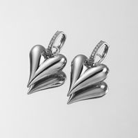 1 Pair Simple Style Commute Heart Shape Inlay Copper Zircon 18K Gold Plated Drop Earrings sku image 2