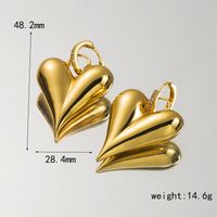 1 Pair Simple Style Commute Heart Shape Inlay Copper Zircon 18K Gold Plated Drop Earrings main image 3