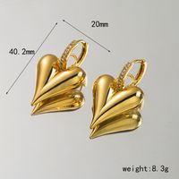 1 Pair Simple Style Commute Heart Shape Inlay Copper Zircon 18K Gold Plated Drop Earrings main image 2