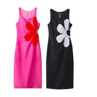 Women's Sheath Dress Streetwear U Neck Printing Sleeveless Flower Midi Dress Holiday Daily main image 2