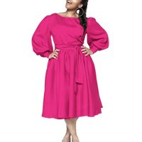 Women's Regular Dress Simple Style Round Neck Long Sleeve Solid Color Midi Dress Holiday Daily main image 2