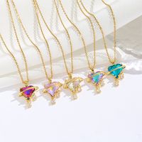 Titanium Steel 18K Gold Plated Modern Style Sweet Classic Style Plating Inlay Star Heart Shape Zircon Pendant Necklace main image 1