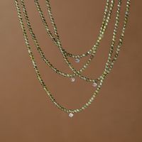 Edelstahl 304 Perlen 18 Karat Vergoldet Einfacher Stil Pendeln Inlay Runden Zirkon Halskette Mit Anhänger main image 1
