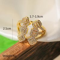 Copper 18K Gold Plated IG Style Retro Exaggerated Plating Inlay Geometric Zircon Open Rings main image 2