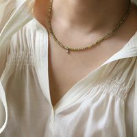 Edelstahl 304 Perlen 18 Karat Vergoldet Einfacher Stil Pendeln Inlay Runden Zirkon Halskette Mit Anhänger main image 5