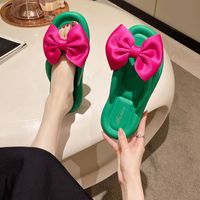 Women's Casual Vacation Color Block Heart Shape Bowknot T-Strap Thong Sandals main image 2