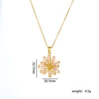 Titanium Steel Copper Sweet Shiny Plating Inlay Flower Zircon Pendant Necklace sku image 3