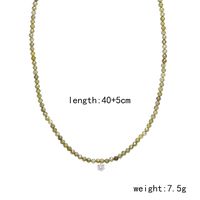 304 Stainless Steel Beaded 18K Gold Plated Simple Style Commute Inlay Round Zircon Pendant Necklace sku image 1