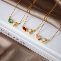 Acier Au Titane Le Cuivre Style Simple Brillant Placage Incruster Fleur Zircon Collier main image 5