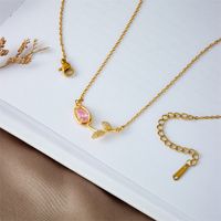 Titanium Steel Copper Simple Style Shiny Plating Inlay Flower Zircon Necklace main image 4