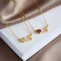Titanium Steel Copper Simple Style Shiny Plating Inlay Flower Zircon Necklace main image 3