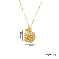Titanium Steel Copper IG Style Shiny Plating Hollow Out Inlay Flower Pearl Zircon Pendant Necklace sku image 10