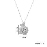 Titanium Steel Copper IG Style Shiny Plating Hollow Out Inlay Flower Pearl Zircon Pendant Necklace sku image 11