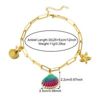 Beach Shell 304 Stainless Steel Plating Inlay Shell 18K Gold Plated Women's Anklet sku image 1