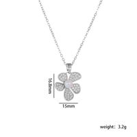 Titanium Steel Copper IG Style Shiny Plating Hollow Out Inlay Flower Pearl Zircon Pendant Necklace sku image 6