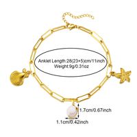 Beach Shell 304 Stainless Steel Plating Inlay Shell 18K Gold Plated Women's Anklet sku image 2