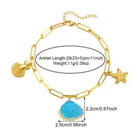 Beach Shell 304 Stainless Steel Plating Inlay Shell 18K Gold Plated Women's Anklet sku image 3