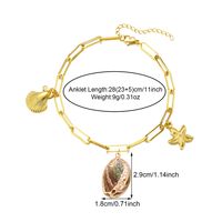 Beach Shell 304 Stainless Steel Plating Inlay Shell 18K Gold Plated Women's Anklet sku image 4