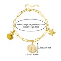 Beach Shell 304 Stainless Steel Plating Inlay Shell 18K Gold Plated Women's Anklet sku image 5