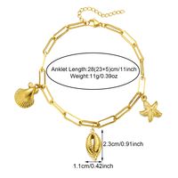 Beach Shell 304 Stainless Steel Plating Inlay Shell 18K Gold Plated Women's Anklet sku image 7
