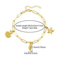 Beach Shell 304 Stainless Steel Plating Inlay Shell 18K Gold Plated Women's Anklet sku image 6