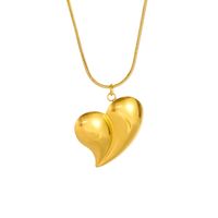 304 Stainless Steel 18K Gold Plated Modern Style Simple Style Classic Style Heart Shape Earrings Necklace main image 6