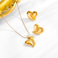304 Stainless Steel 18K Gold Plated Modern Style Simple Style Classic Style Heart Shape Earrings Necklace main image 4