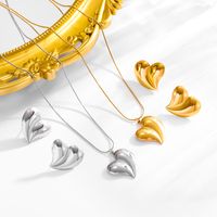 304 Stainless Steel 18K Gold Plated Modern Style Simple Style Classic Style Heart Shape Earrings Necklace main image 1