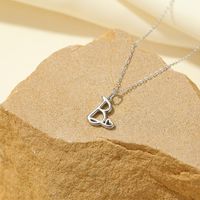Sterling Silver White Gold Plated Gold Plated IG Style Simple Style Hollow Out Letter Heart Shape Pendant Necklace sku image 28
