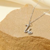 Sterling Silver White Gold Plated Gold Plated IG Style Simple Style Hollow Out Letter Heart Shape Pendant Necklace sku image 47