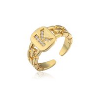 Copper IG Style Simple Style Plating Inlay Geometric Letter Zircon Open Rings sku image 11
