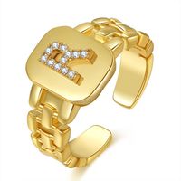 Le Cuivre Style IG Style Simple Placage Incruster Géométrique Lettre Zircon Anneau Ouvert sku image 18