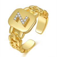 Copper IG Style Simple Style Plating Inlay Geometric Letter Zircon Open Rings sku image 26